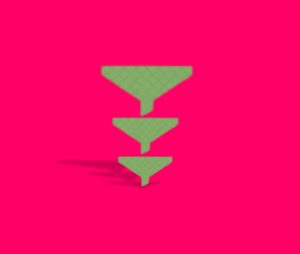 three funnels representing niche down icon | contentcreationcollege.com